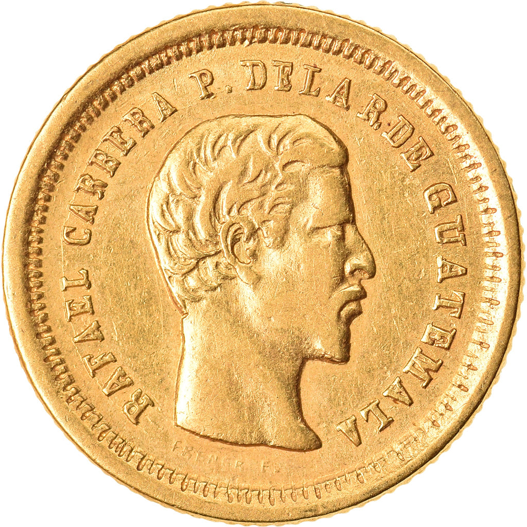 Moneta, Guatemala, 4 Reales, Cuatro, 1860, MB+, Oro, KM:135