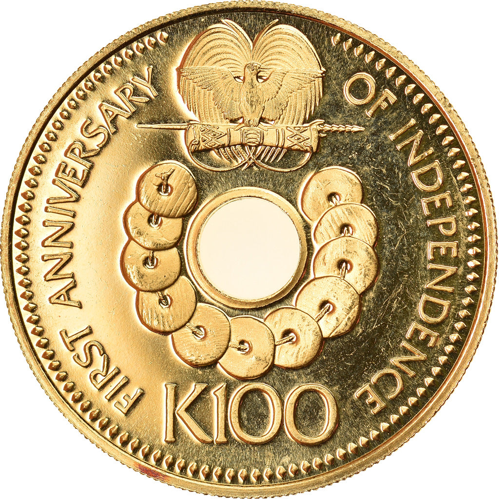 Moneta, Papua Nuova Guinea, 100 Kina, 1976, Franklin Mint, SPL+, Oro, KM:10