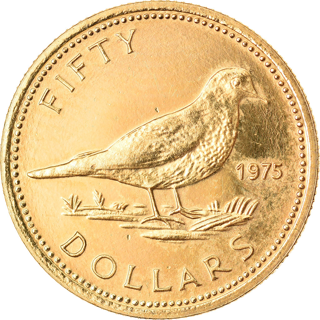 Coin, Bahamas, Elizabeth II, 50 Dollars, 1973, MS(63), Gold, KM:45