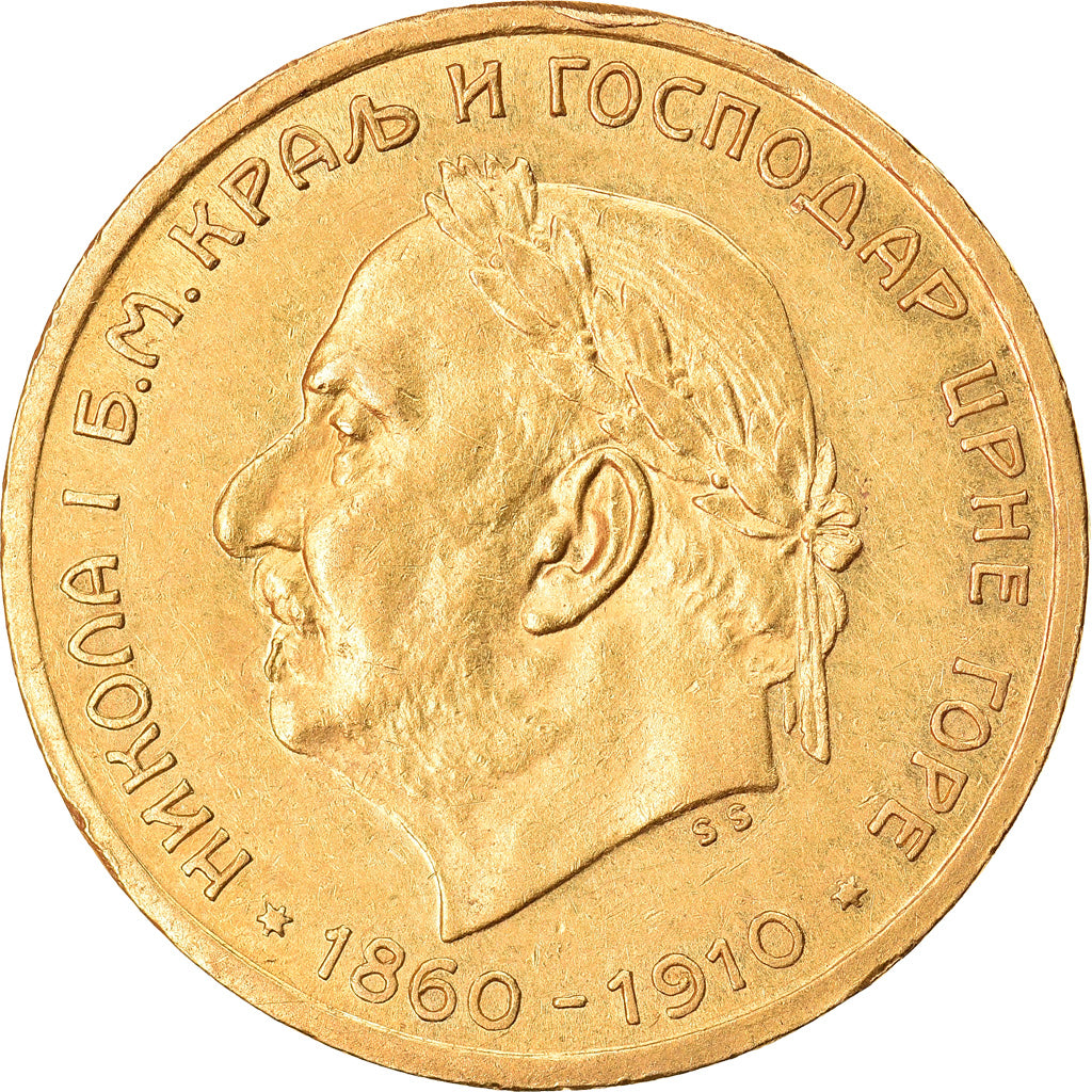 Moneda, Montenegro, Nicholas I, 10 Perpera, 1910, EBC+, Oro, KM:8