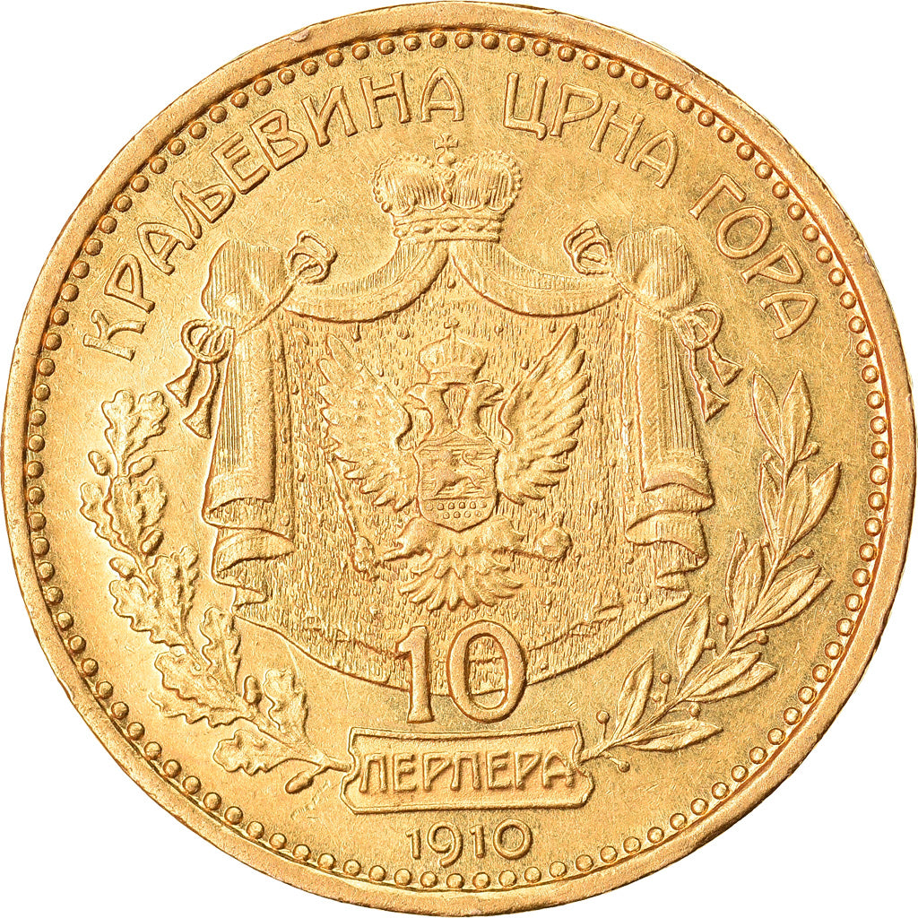 Moneda, Montenegro, Nicholas I, 10 Perpera, 1910, EBC+, Oro, KM:8