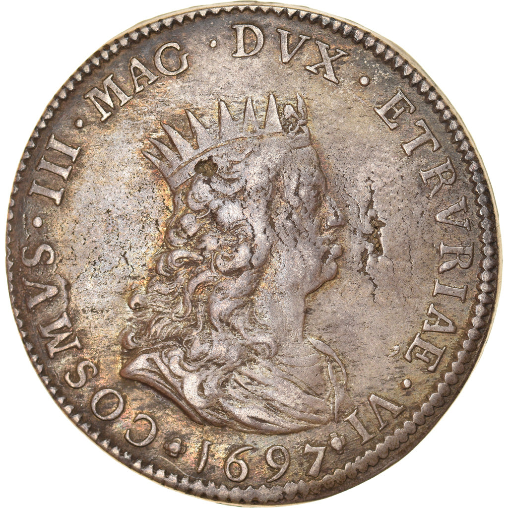 Moneta, STATI ITALIANI, LIVORNO, Tollero, 1697, Florence, MB+, Argento, KM:16.4