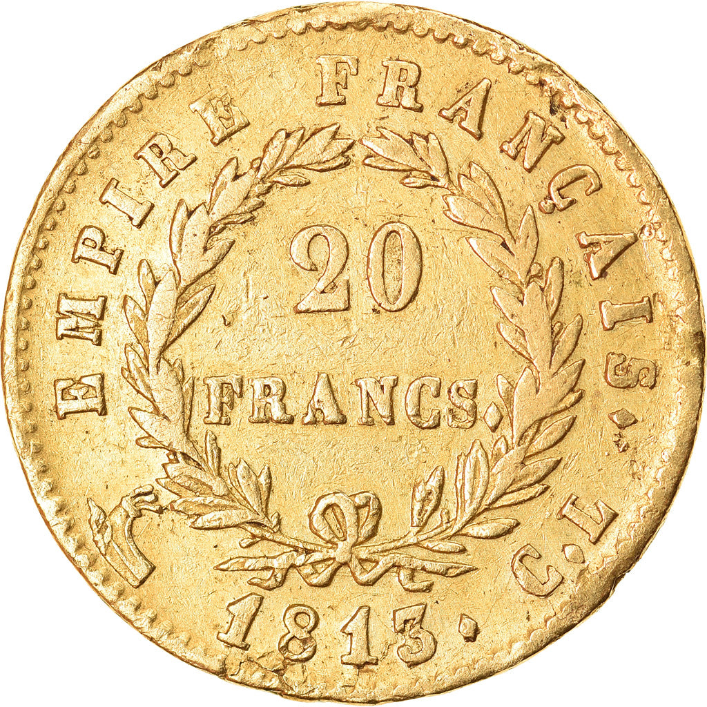 Moneta, Francia, Napoléon I, 20 Francs, 1813, Genoa, Very rare, BB+, Oro