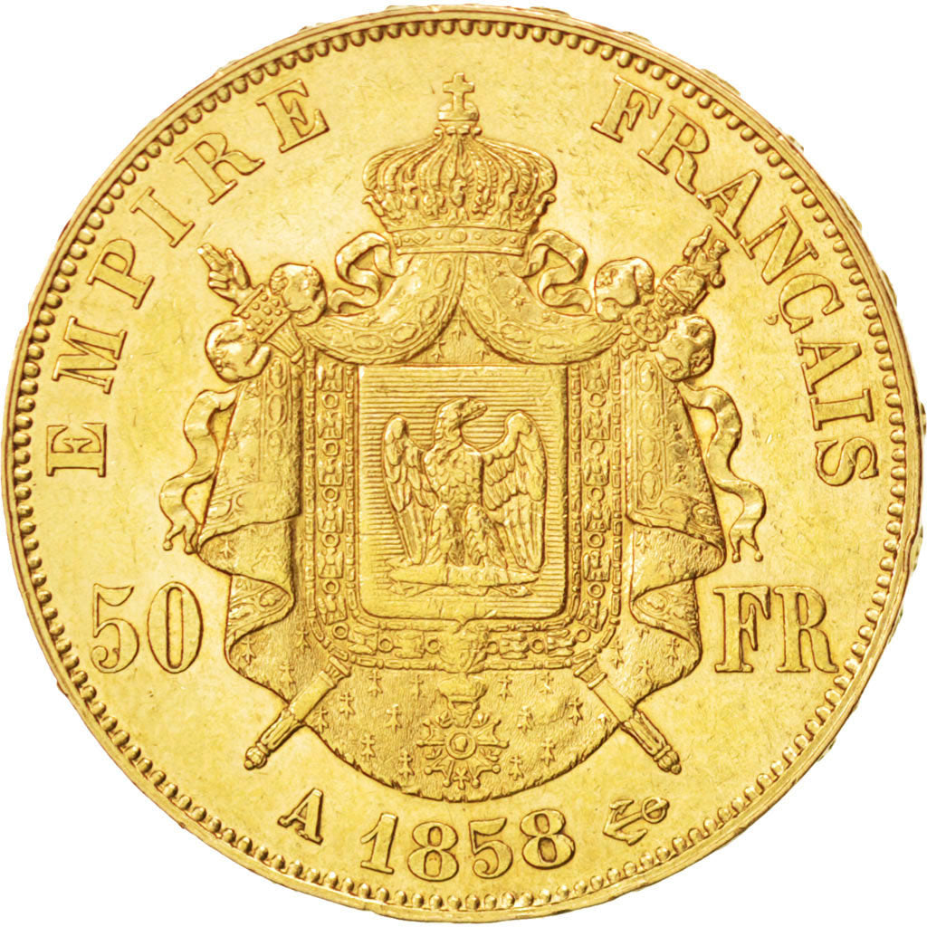 Second Empire, 50 Francs Or Napoléon III, 1858 A, Paris, KM 785.1