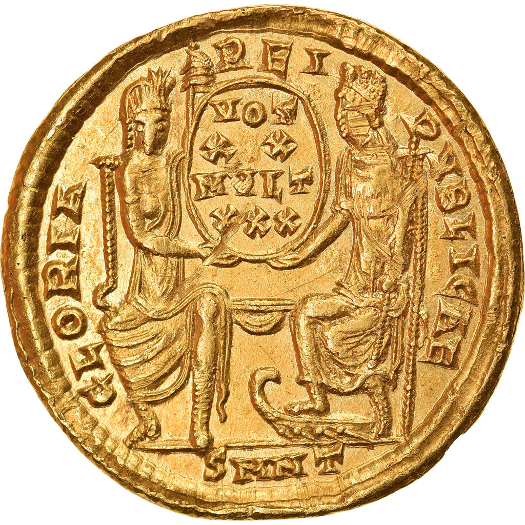 Coin, Constantius II, Solidus, Nicomedia, AU(50-53), Gold, RIC:33