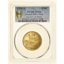Munten, FRANS INDO-CHINA, 20 Cents, 1928, Paris, Very rare, PCGS, SP64, UNC