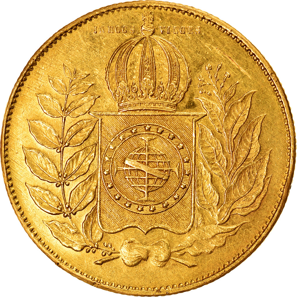 Munten, Brazilië, Pedro II, 20000 Reis, 1851, ZF+, Goud, KM:461