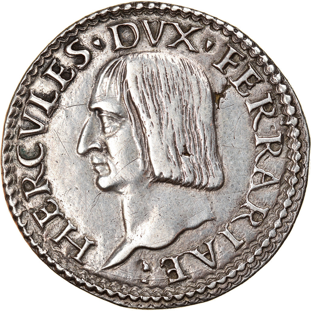 Moneta, STATI ITALIANI, Ercole I d'Este, Teston, 1502-1504, Ferrara, Very rare
