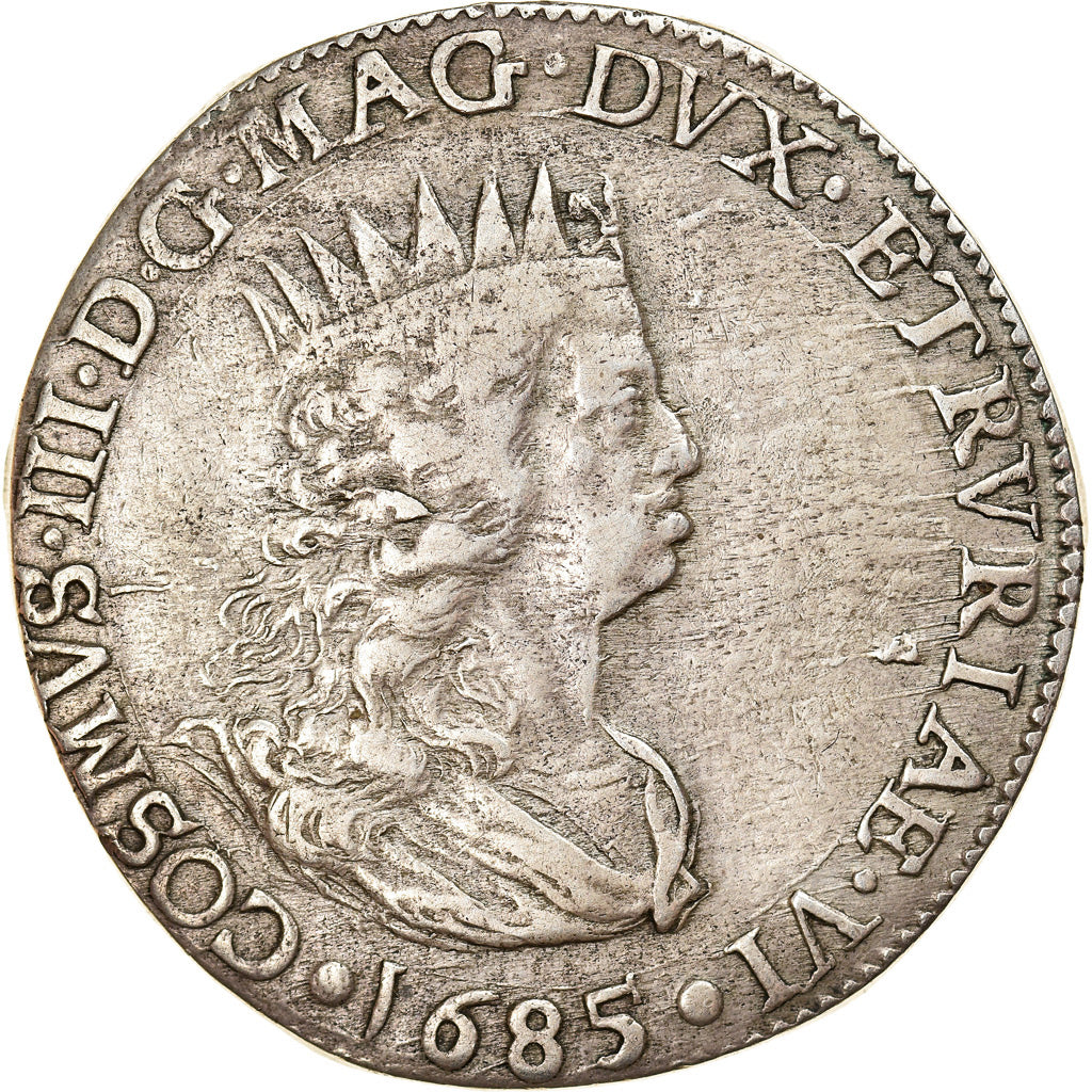 Munten, Italiaanse staten, Cosimo III, Tollero, 1685, Livorno, ZF, Zilver