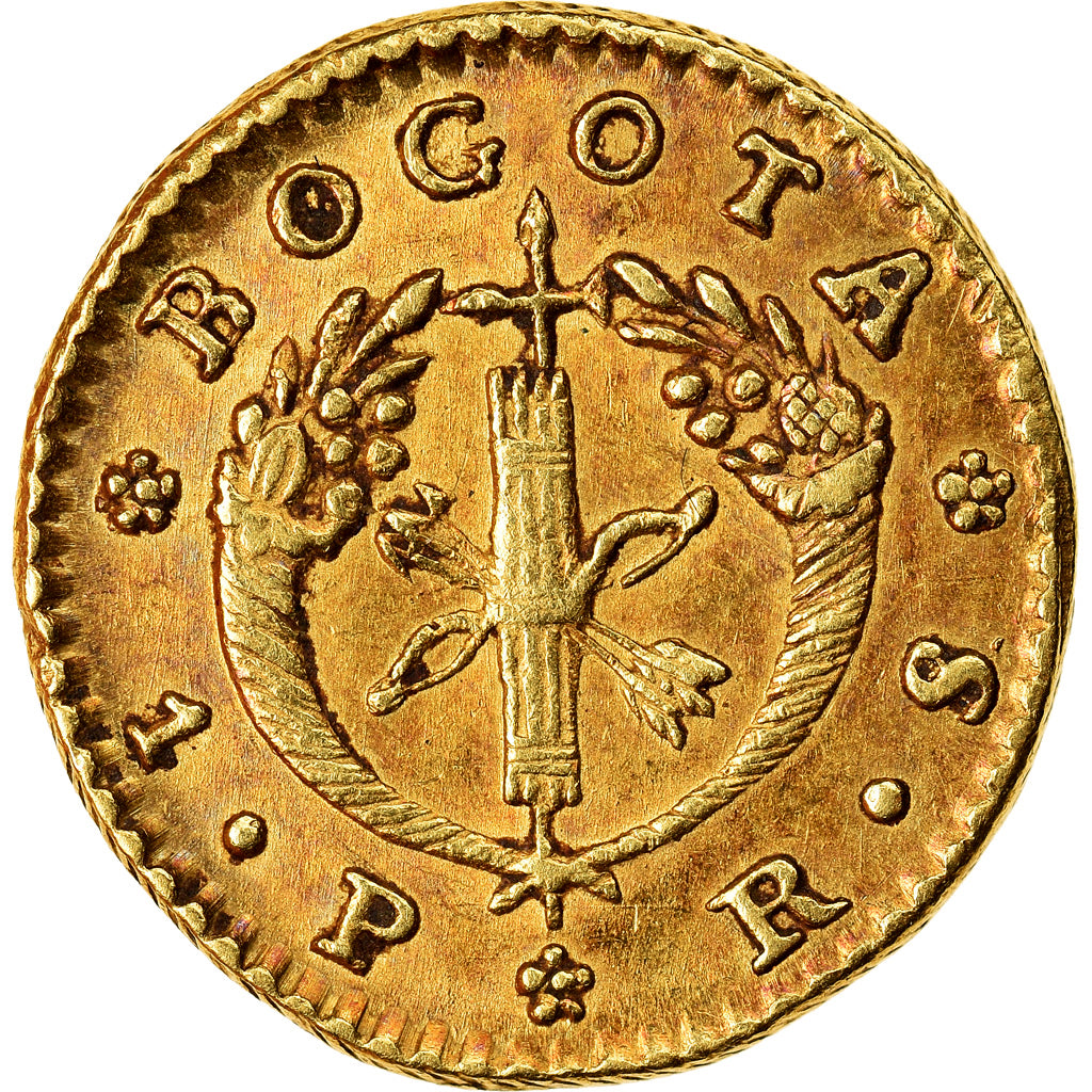 Moneda, Colombia, Peso, 1829, Bogota, MBC, Oro, KM:84