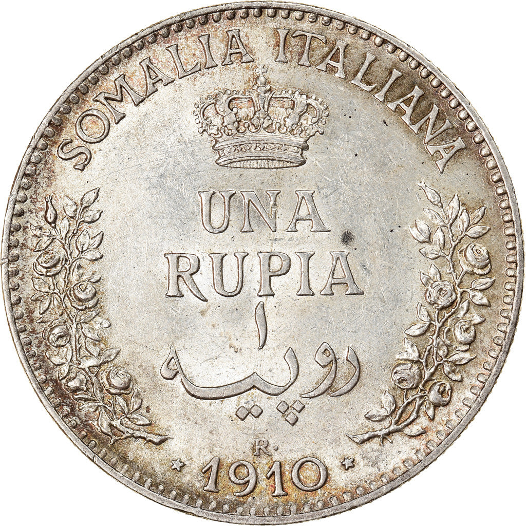 Coin, ITALIAN SOMALILAND, Vittorio Emanuele III, Rupia, 1910, Rome, MS(63)