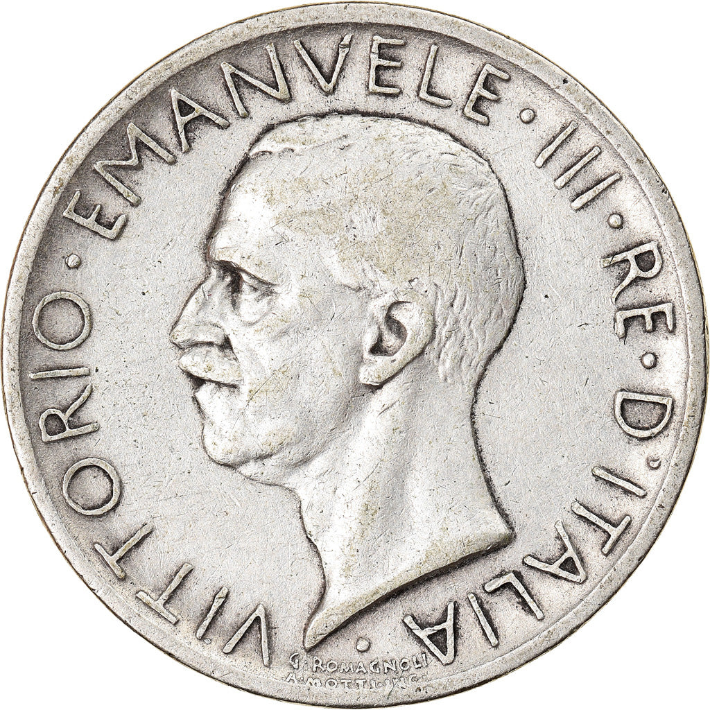 Moeda, Itália, Vittorio Emanuele III, 5 Lire, 1927, Rome, VF(30-35), Prata