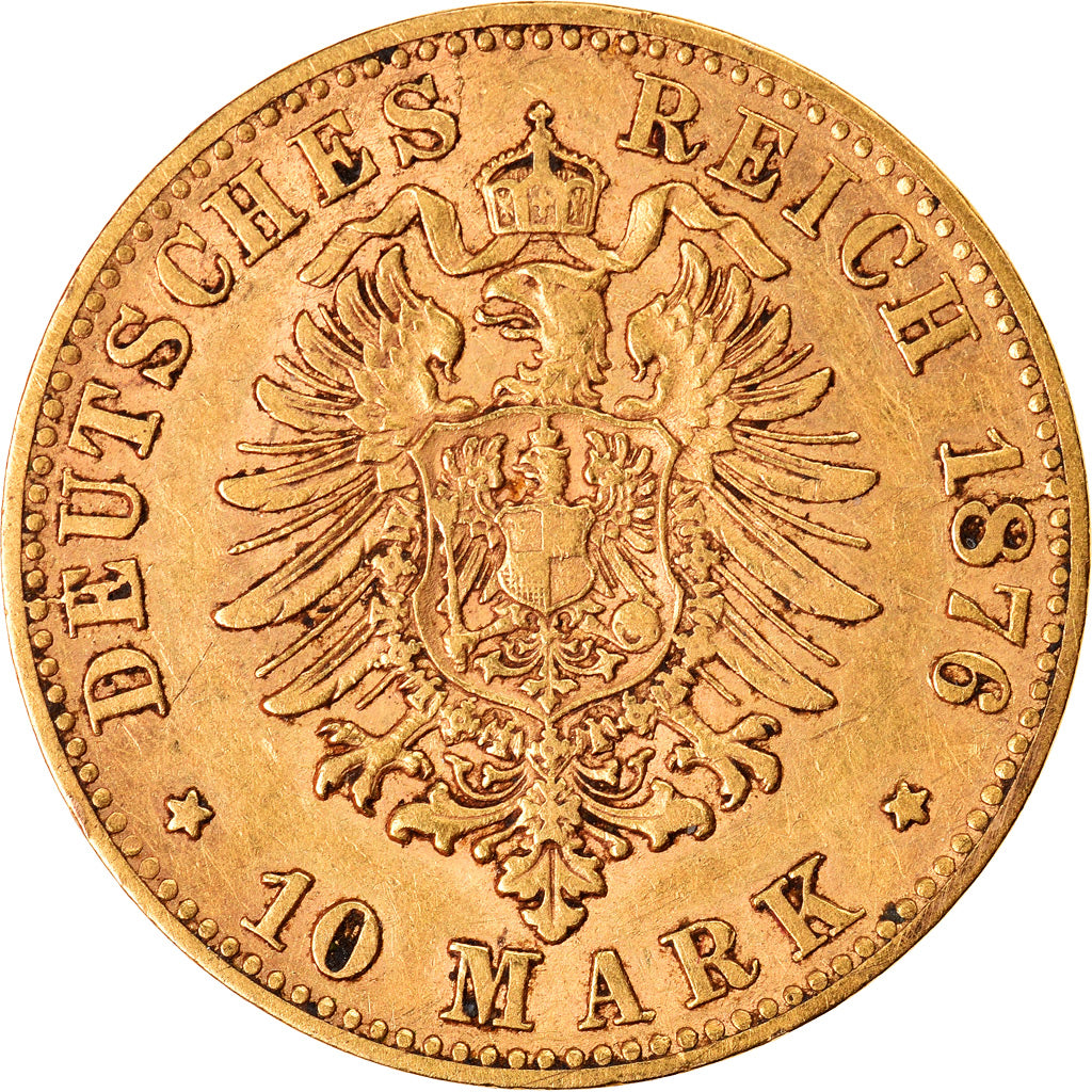 Coin, German States, WURTTEMBERG, Karl I, 10 Mark, 1876, Freudenstadt