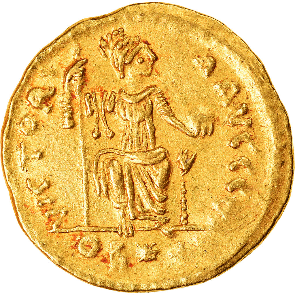 Coin, Justin II, Solidus, Constantinople, Rare, AU(50-53), Gold