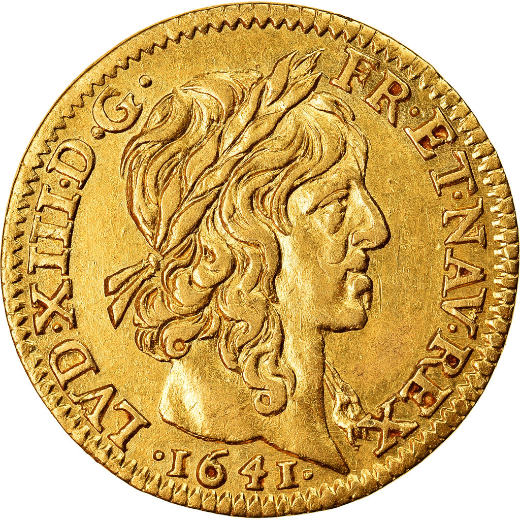 Moneta, Francia, Louis XIII, 1/2 Louis d'or, 1/2 Louis d'or, 1641, Paris, BB+