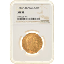 Coin, France, Napoleon III, 50 Francs, 1866, Paris, NGC, AU58, AU(55-58), Gold