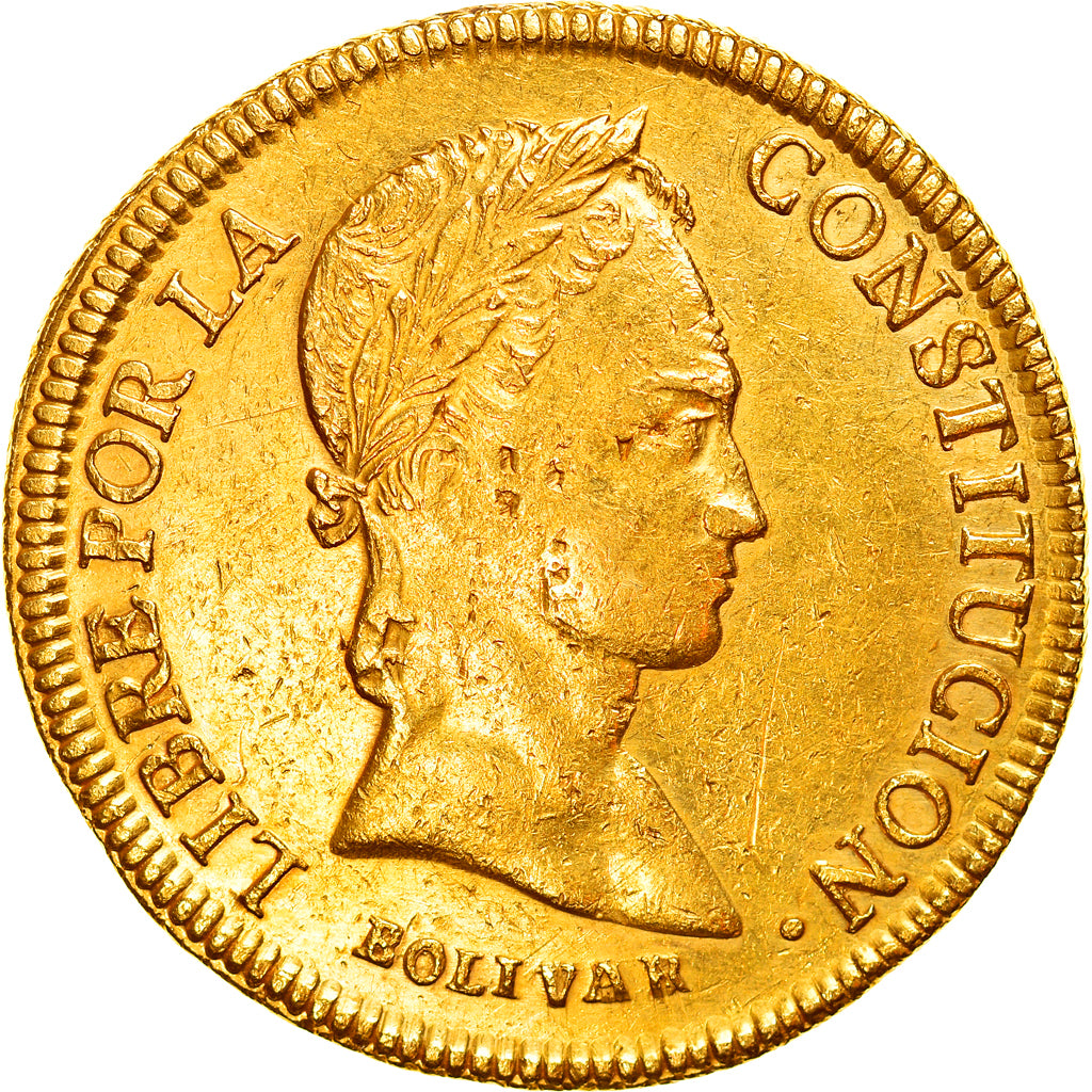 Coin, Bolivia, 8 Scudos, 1845, EF(40-45), Gold, KM:108.2