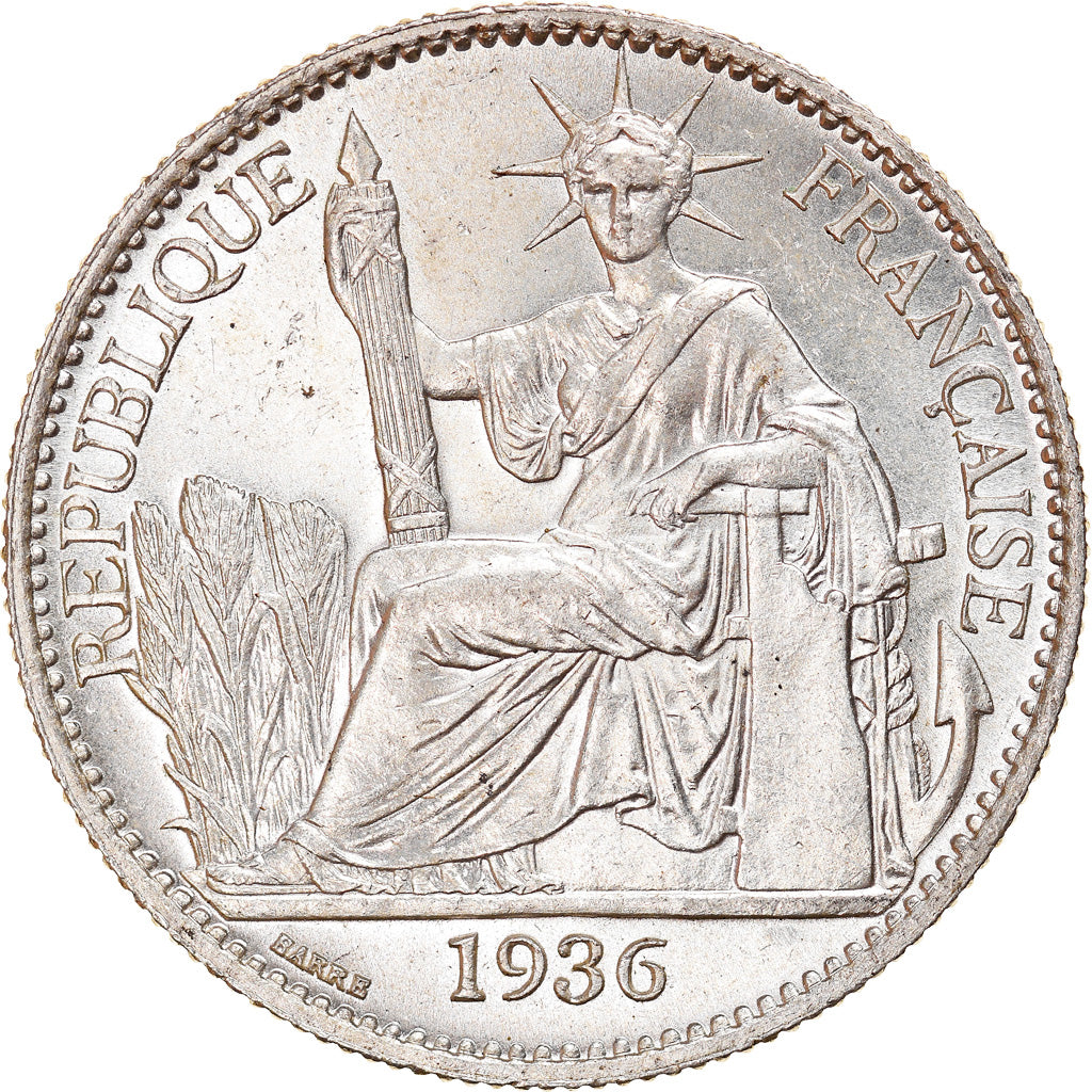 Moneta, INDOCINA FRANCESE, 50 Cents, 1936, Paris, SPL, Argento, KM:4a.2