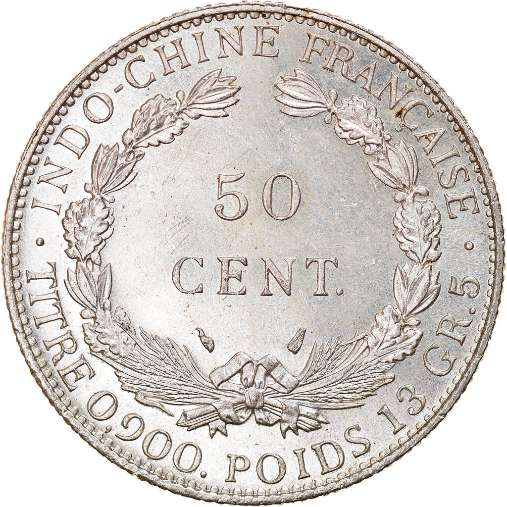 Moneta, INDOCINA FRANCESE, 50 Cents, 1936, Paris, SPL, Argento, KM:4a.2