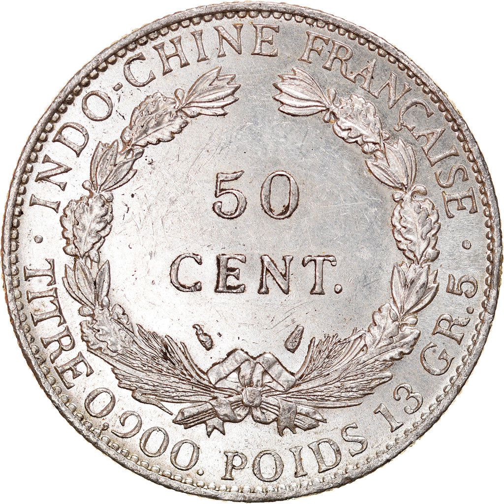 Moneda, INDOCHINA FRANCESA, 50 Cents, 1936, Paris, EBC+, Plata, KM:4a.2