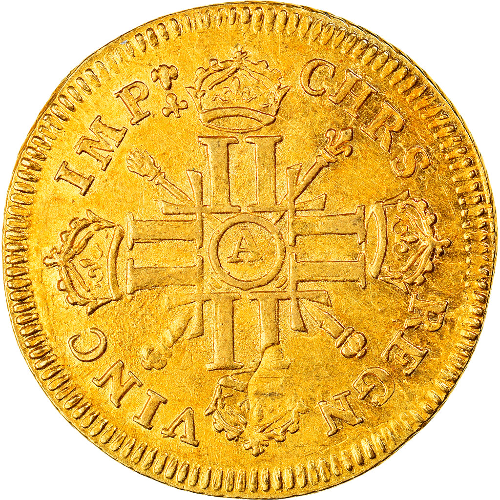 Monnaie, France, Louis XIV, Louis d'or aux 8 L et aux insignes, Louis d'Or