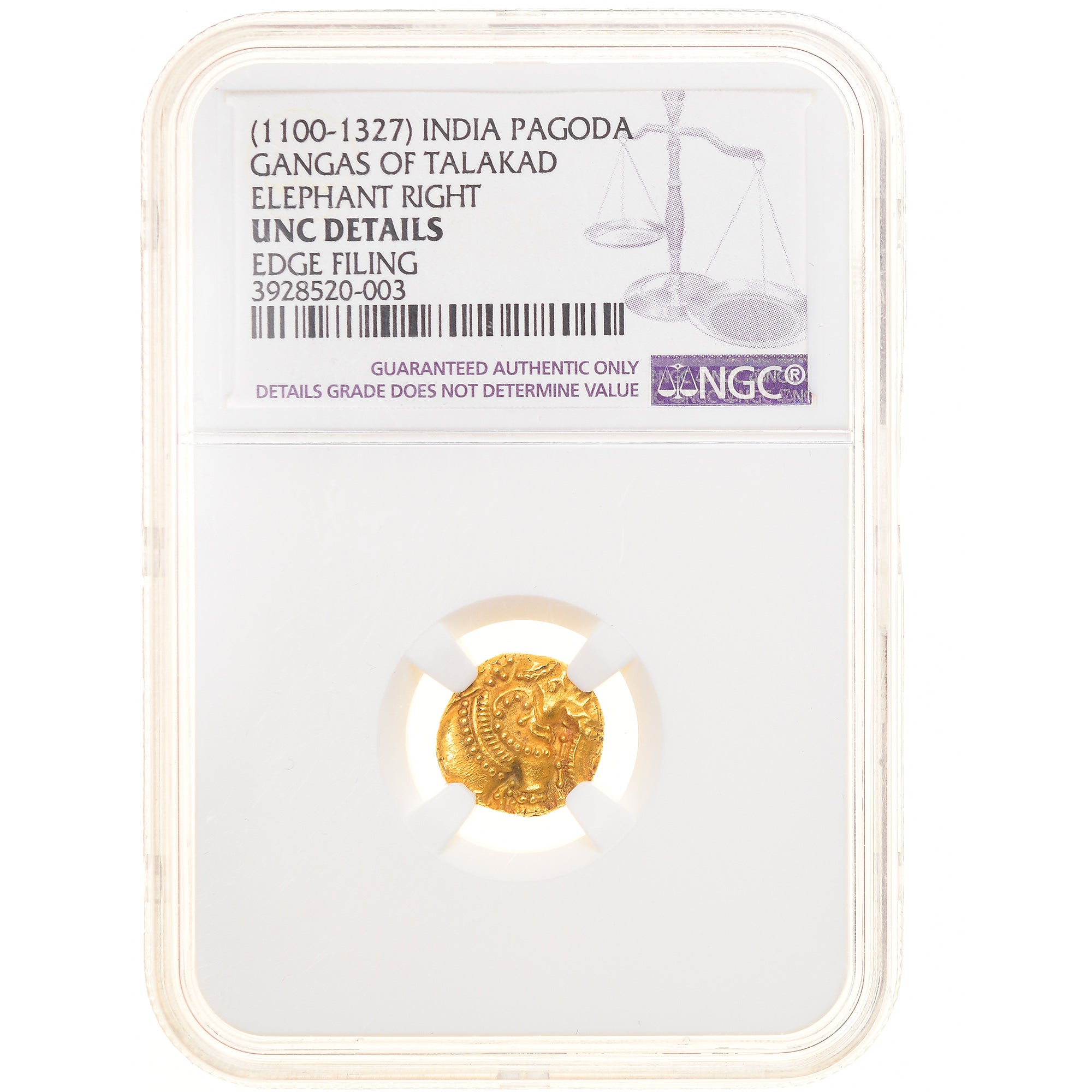 Monnaie, Inde, Pagoda, 12th-14th century, NGC, UNC Details, FDC, Or, Gradée