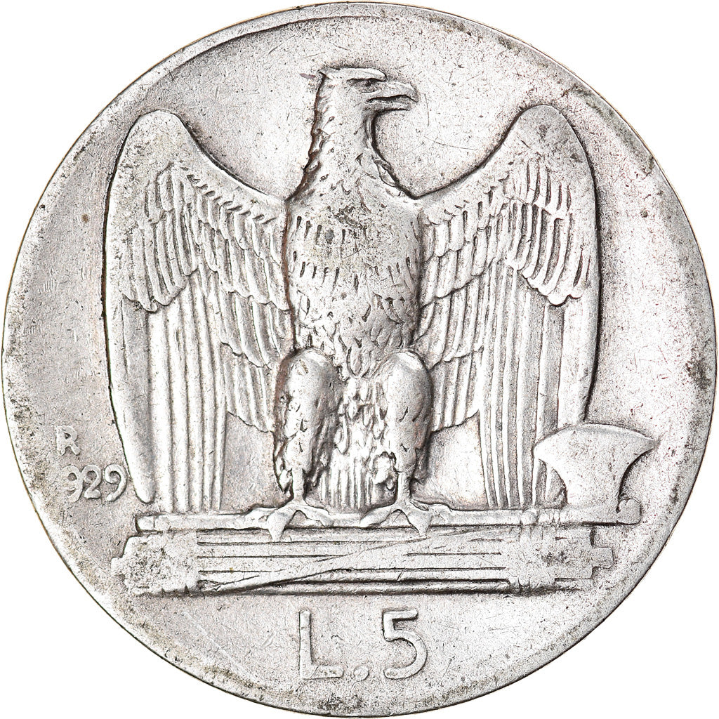 Moneta, Italia, Vittorio Emanuele III, 5 Lire, 1929, Rome, MB+, Argento, KM:67.2