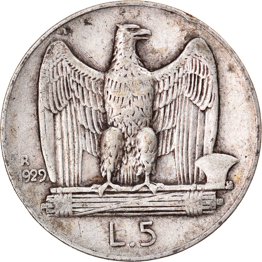 Moneta, Italia, Vittorio Emanuele III, 5 Lire, 1929, Rome, BB, Argento, KM:67.2