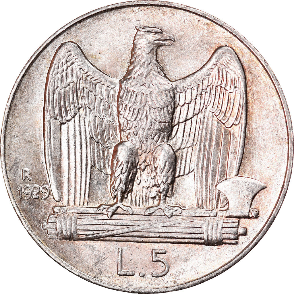 Coin, Italy, Vittorio Emanuele III, 5 Lire, 1929, Rome, MS(63), Silver, KM:67.2