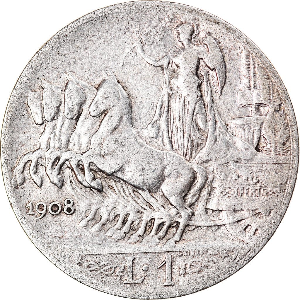 Münze, Italien, Vittorio Emanuele III, Lira, 1908, Rome, S, Silber, KM:45