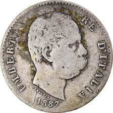 Coin, Italy, Umberto I, Lira, 1887, Milan, VF(20-25), Silver, KM:24.2