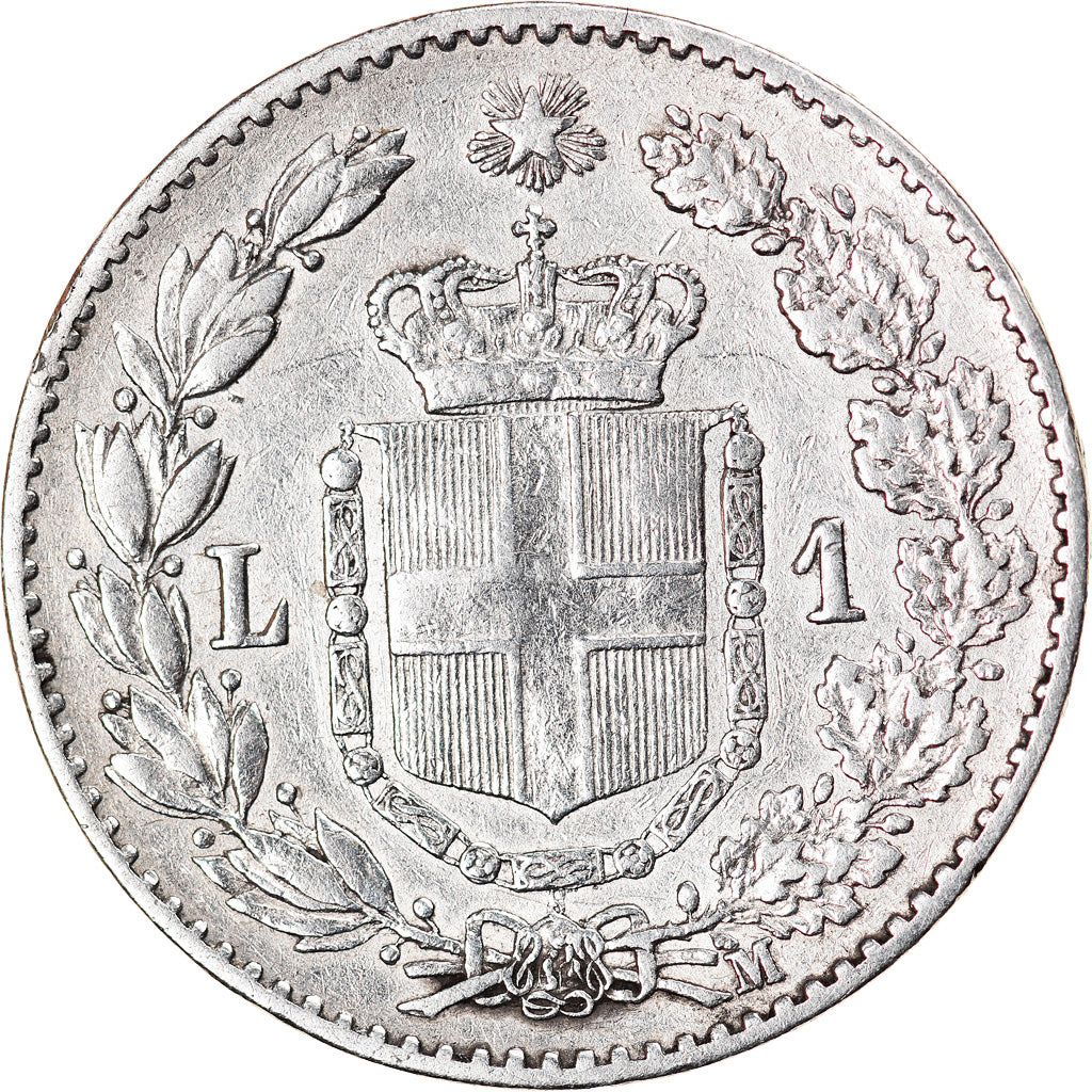 Moeda, Itália, Umberto I, Lira, 1887, Milan, VF(30-35), Prata, KM:24.2