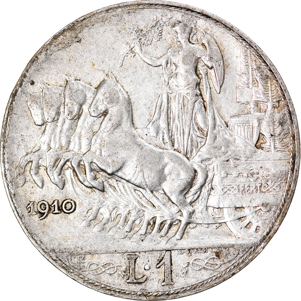 Coin, Italy, Vittorio Emanuele III, Lira, 1910, Rome, EF(40-45), Silver, KM:45