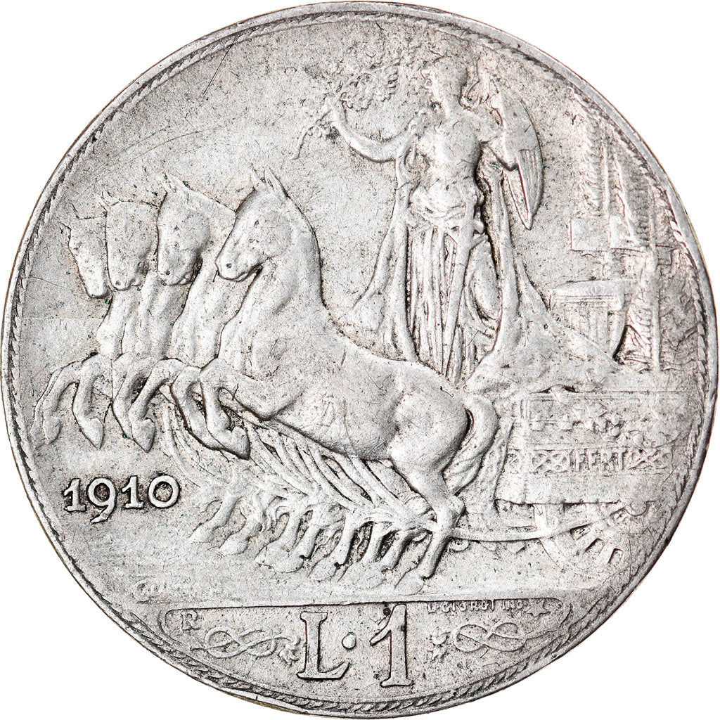 Coin, Italy, Vittorio Emanuele III, Lira, 1910, Rome, EF(40-45), Silver, KM:45
