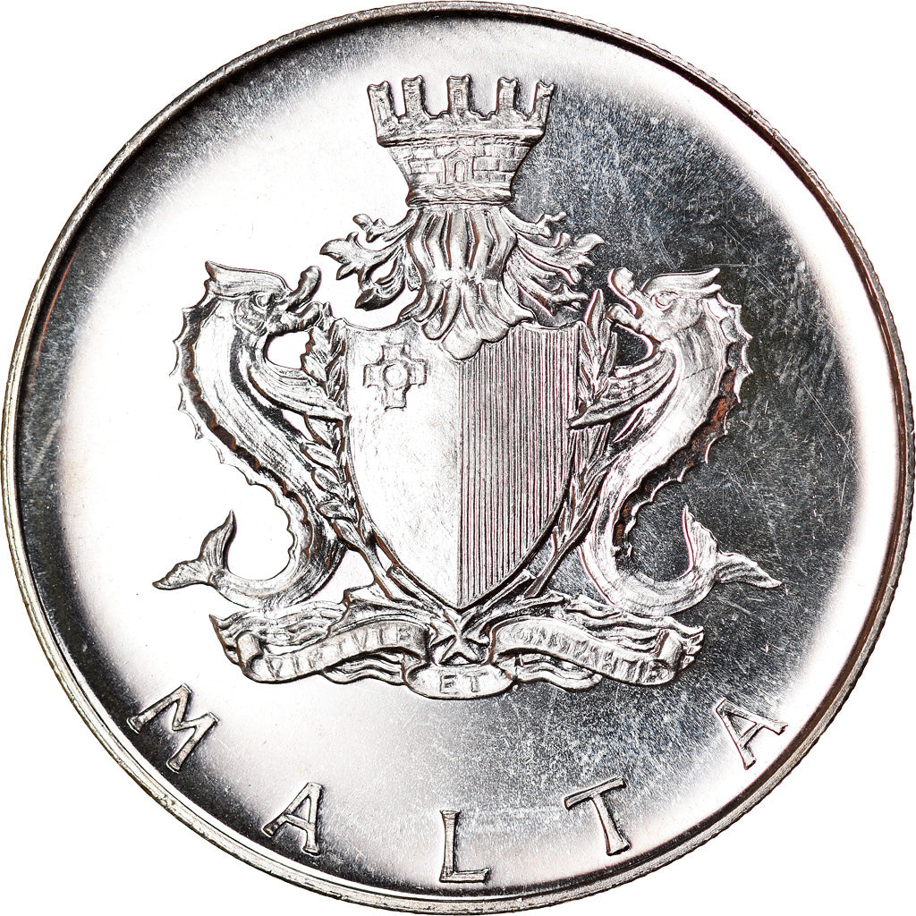 Coin, Malta, Pound, 1973, MS(60-62), Silver, KM:19
