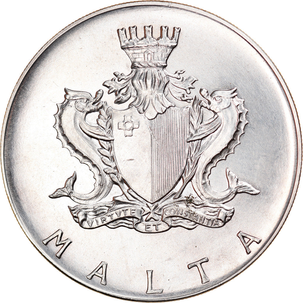 Coin, Malta, 2 Pounds, 1972, British Royal Mint, MS(60-62), Silver, KM:14