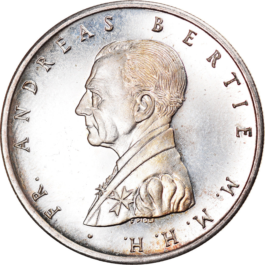 Coin, MALTA, ORDER OF, Andreas Bertie, Scudo, 1993, MS(63), Silver, KM:166