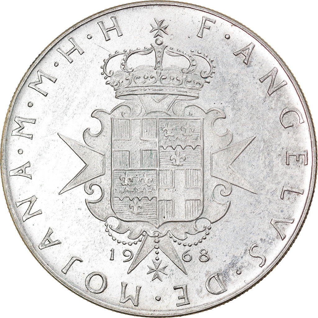 Coin, MALTA, ORDER OF, Angelo de Mojana di Cologna, 3 Scudi, 1968, MS(63)