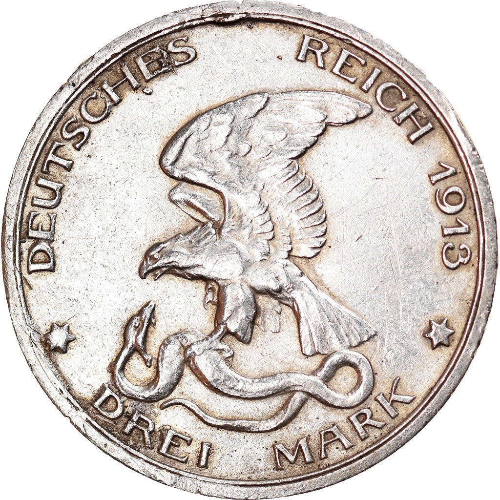 Coin, German States, PRUSSIA, Wilhelm II, 3 Mark, 1913, Berlin, EF(40-45)