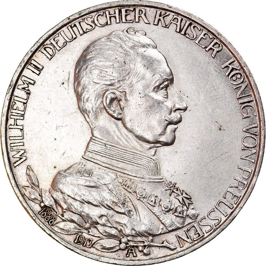 Coin, German States, PRUSSIA, Wilhelm II, 3 Mark, 1913, Berlin, AU(55-58)