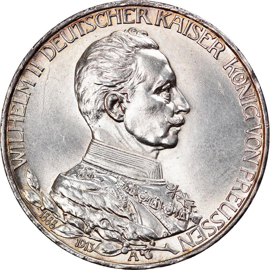 Coin, German States, PRUSSIA, Wilhelm II, 3 Mark, 1913, Berlin, MS(65-70)