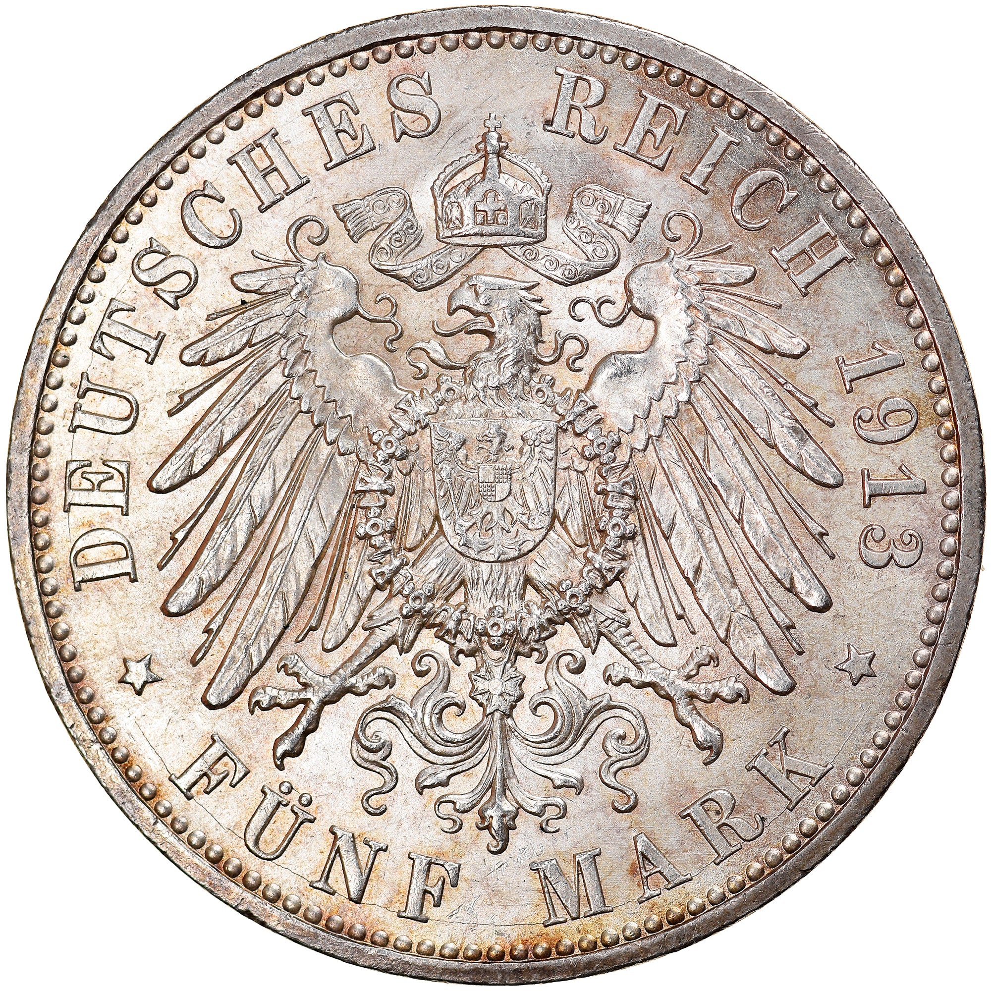 Coin, German States, PRUSSIA, Wilhelm II, 5 Mark, 1913, Berlin, MS(64), Silver