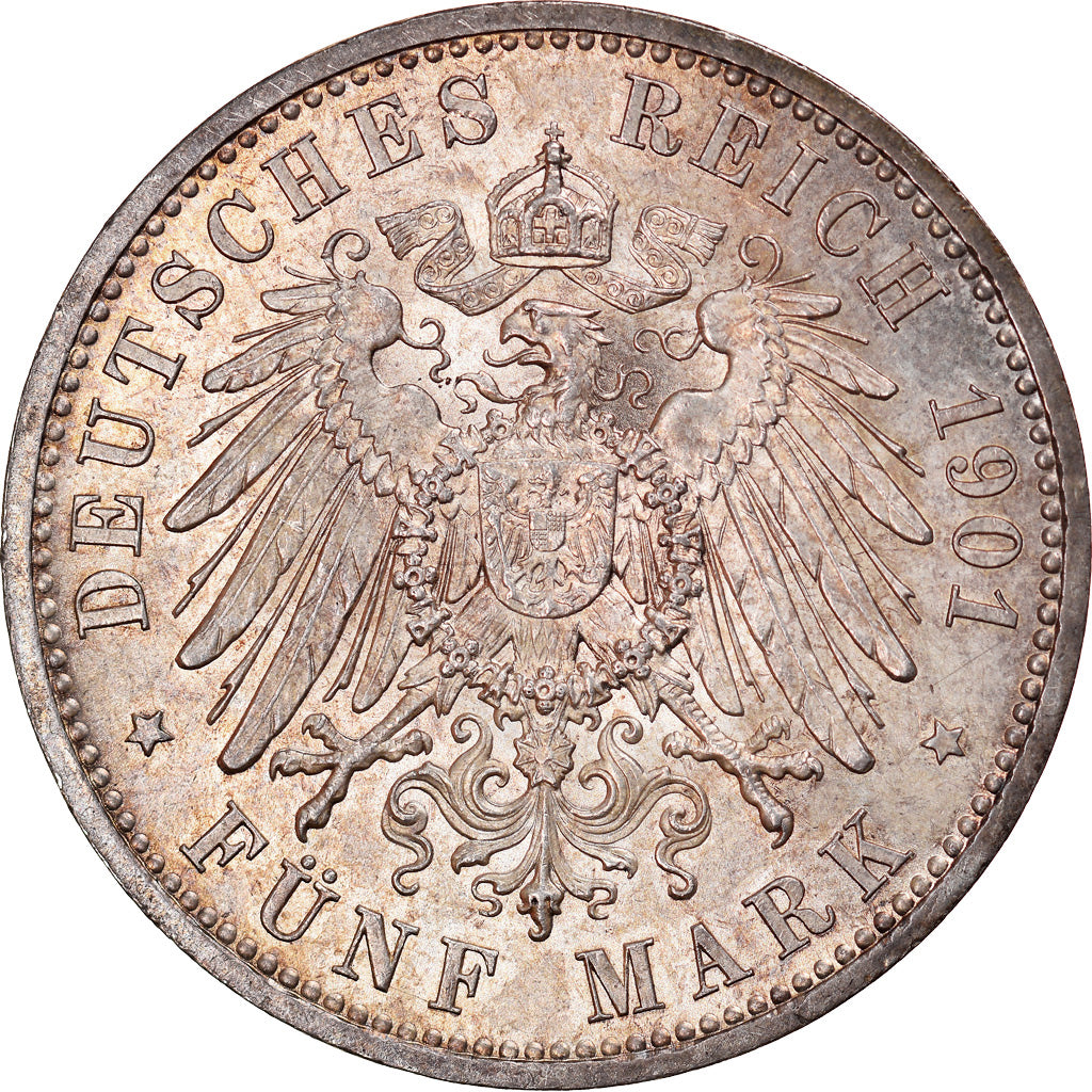 Coin, German States, PRUSSIA, Wilhelm II, 5 Mark, 1901, Berlin, MS(64), Silver