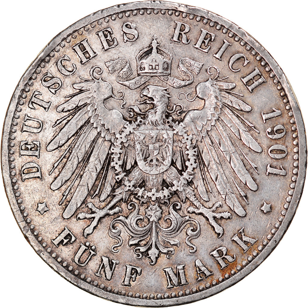 Coin, German States, PRUSSIA, Wilhelm II, 5 Mark, 1901, Berlin, VF(30-35)