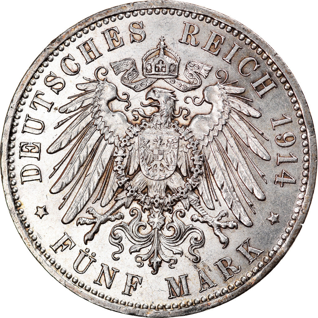 Coin, German States, PRUSSIA, Wilhelm II, 5 Mark, 1914, Berlin, MS(60-62)