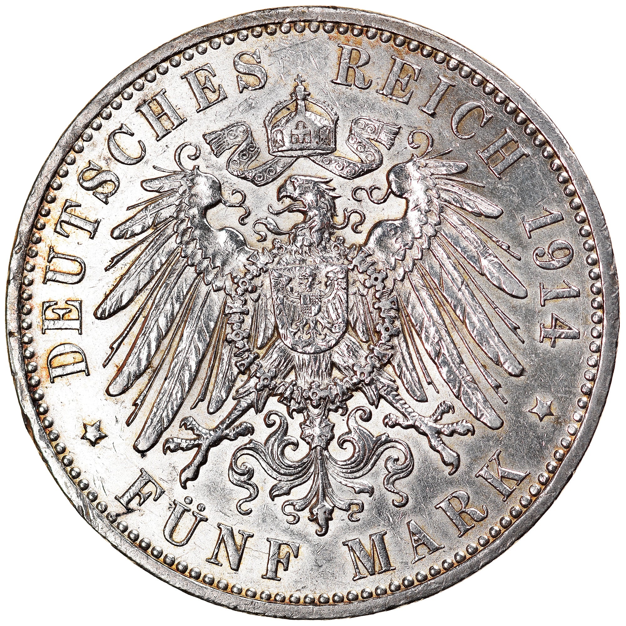 Coin, German States, PRUSSIA, Wilhelm II, 5 Mark, 1914, Berlin, MS(60-62)