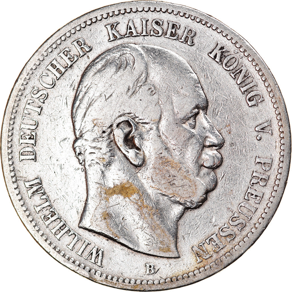 Münze, Deutsch Staaten, PRUSSIA, Wilhelm I, 5 Mark, 1875, Breslau, S+, Silber