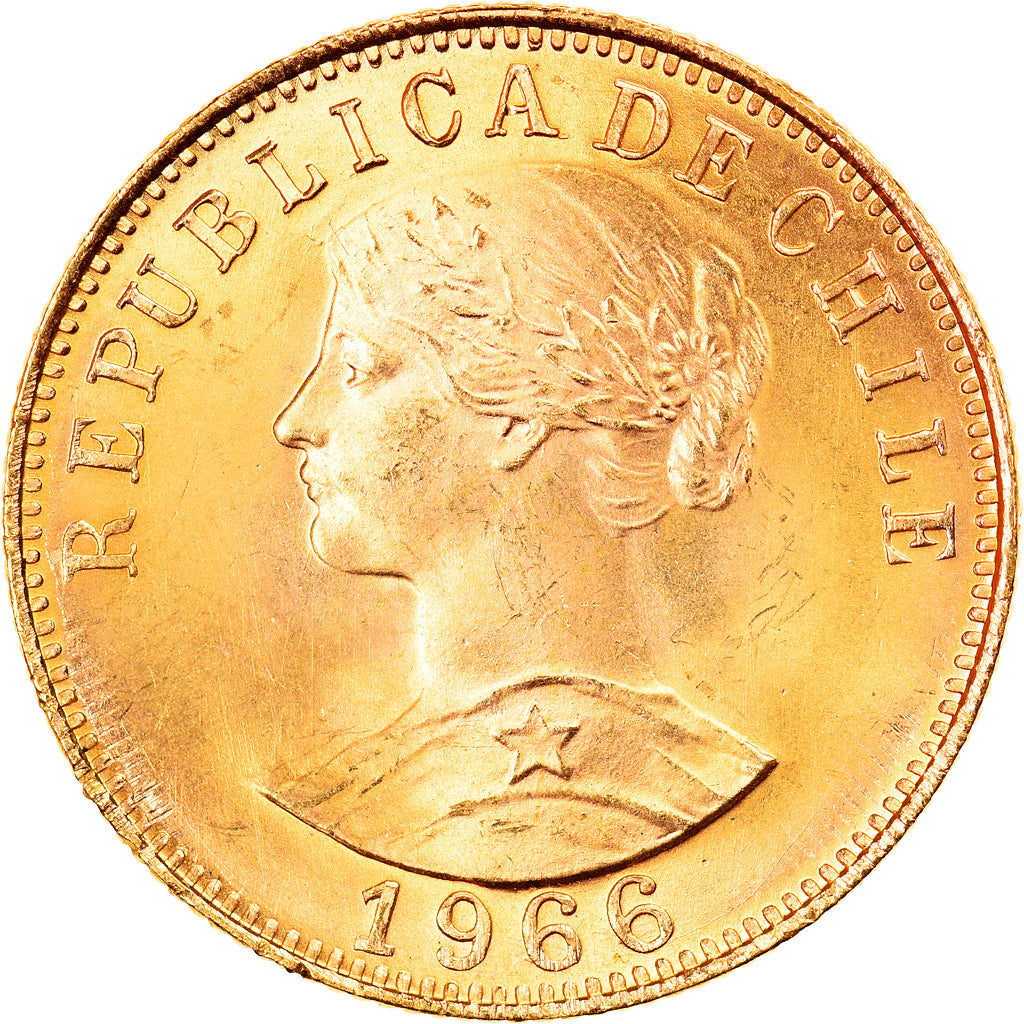 Moneda, Chile, 50 Pesos, 1966, FDC, Oro, KM:169