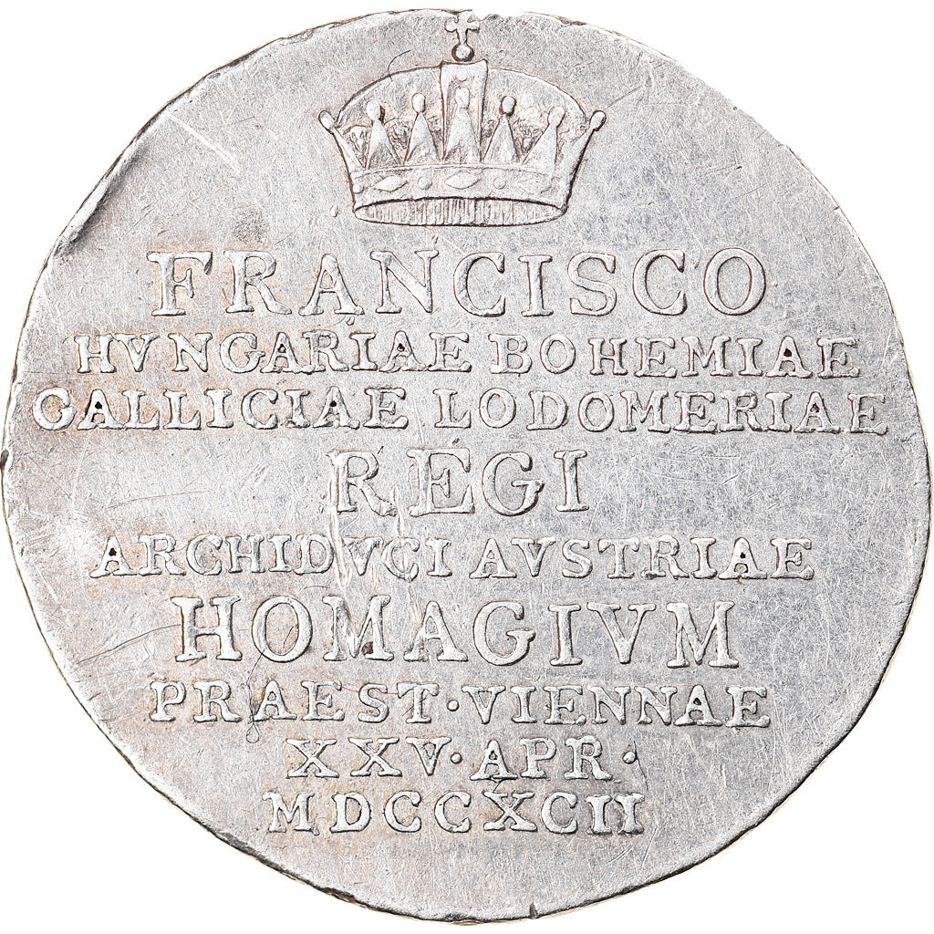 Austria, Token, François II, Medaille de couronnement, 1792, MS(60-62), Silver