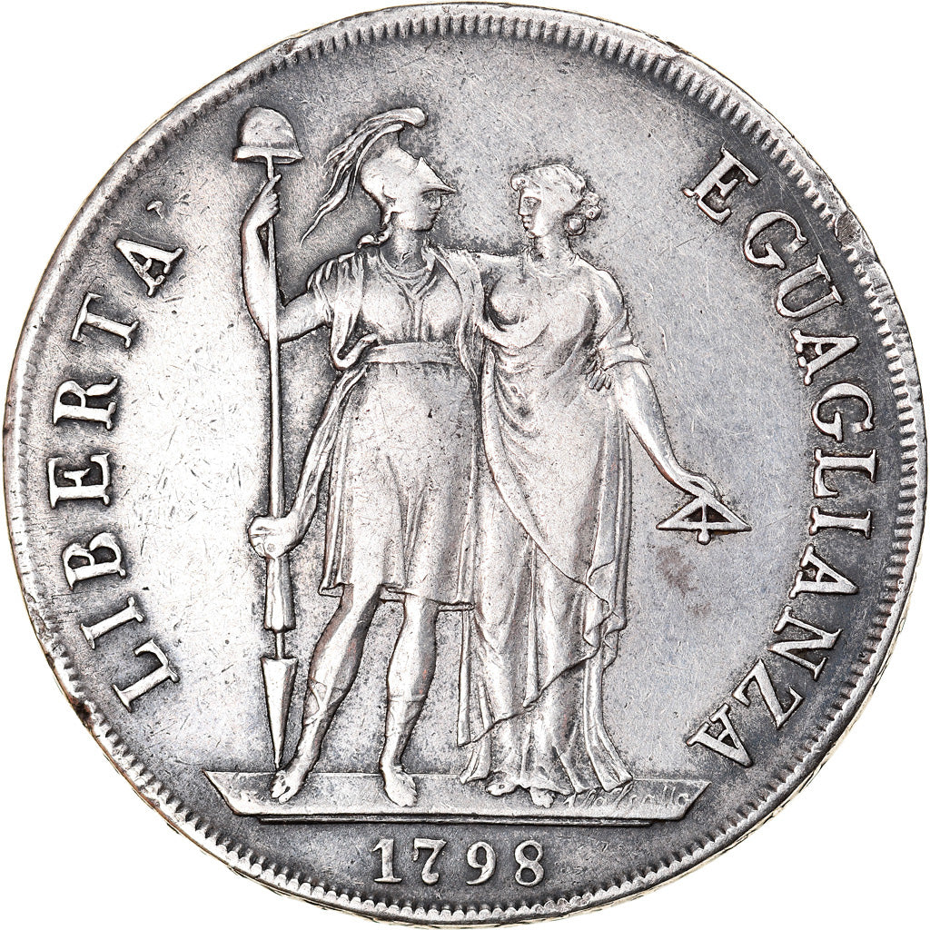 Coin, ITALIAN STATES, GENOA, 8 Lire, 1798, Genoa, Rare, VF(30-35), Silver